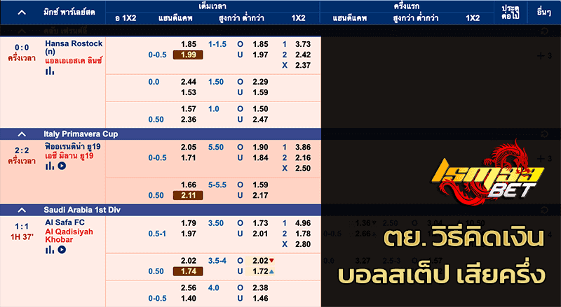 วิธีคิดเงินบอลสเต็ปเสียครึ่ง